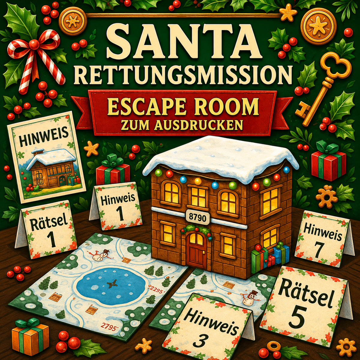 Santa Rettungsmission - Escape Room zum Ausdrucken