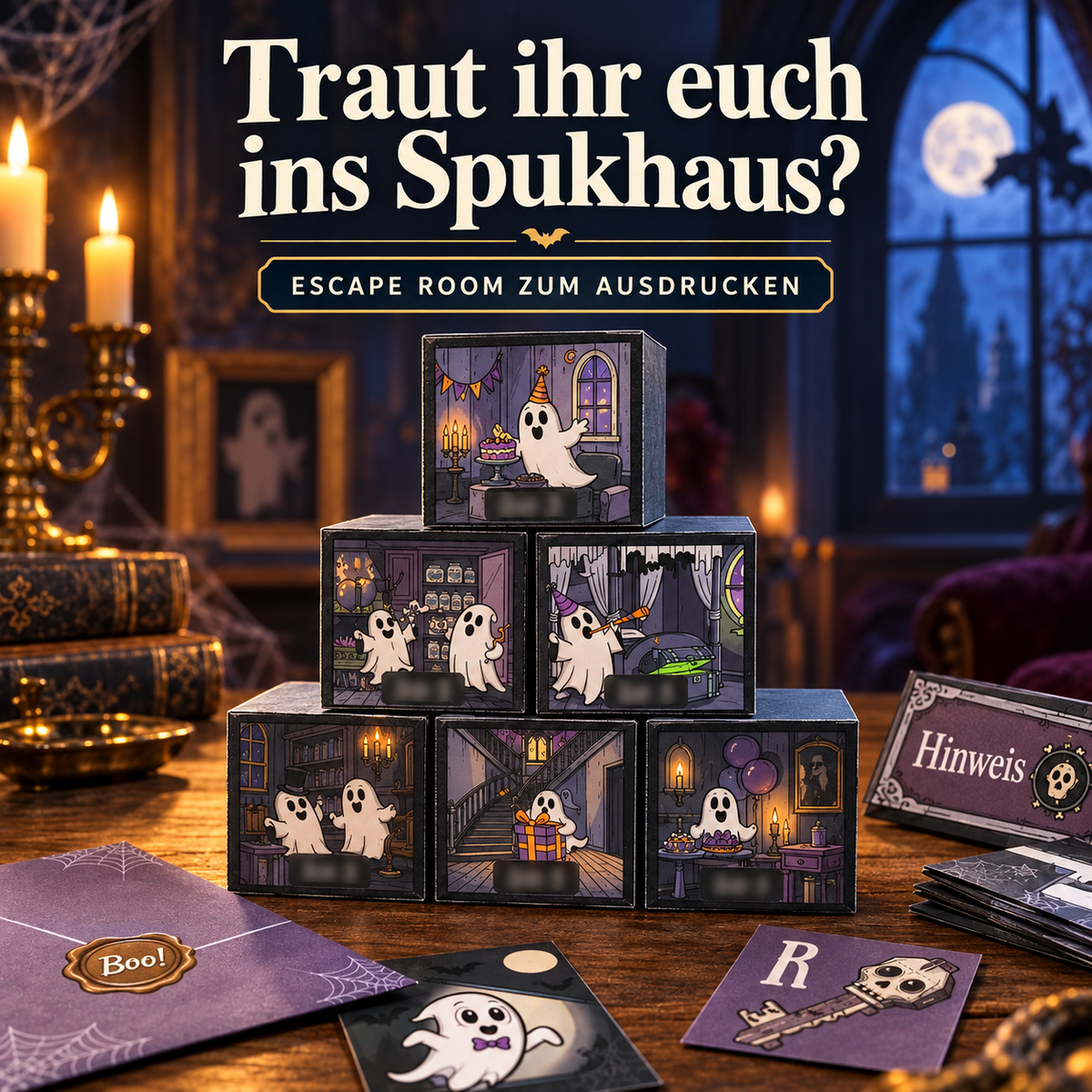 Flucht aus dem Spukhaus - Escape Room zum Ausdrucken
