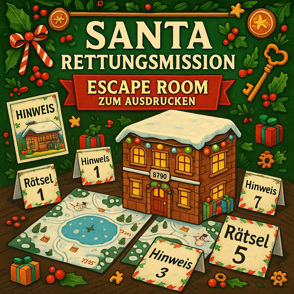 Santa Rettungsmission - Escape Room zum Ausdrucken