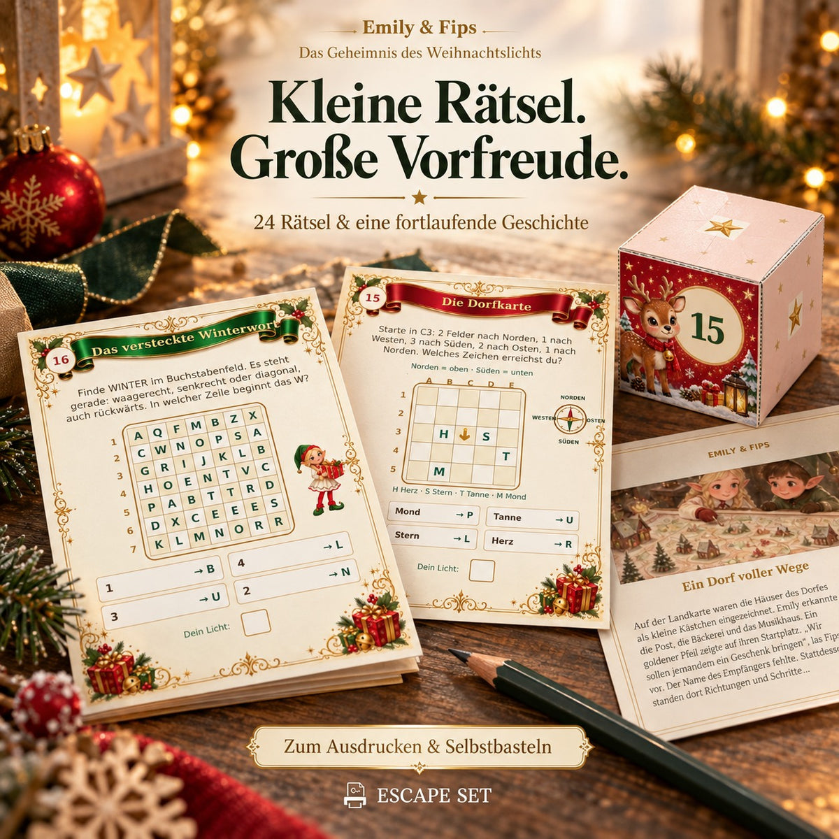 Adventskalender 3D - zum Ausdrucken