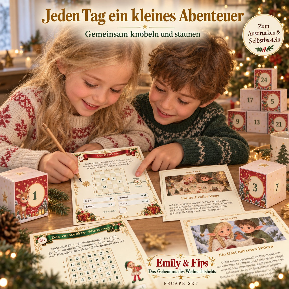 Adventskalender 3D - zum Ausdrucken